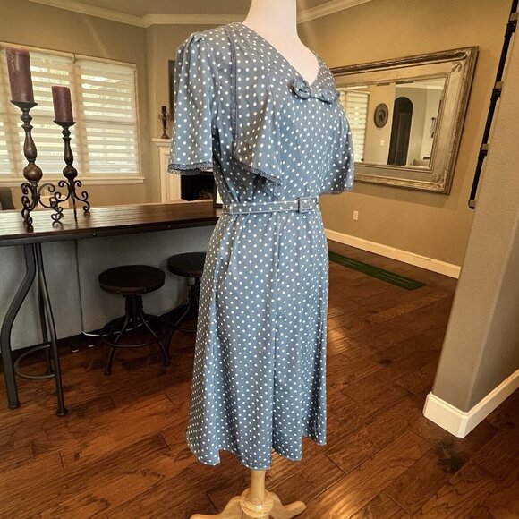 Hell Bunny Vixen Dress XL 40s 50s Style Polka Dot Tea Pin Up Rockabilly Retro L - Picture 4 of 10